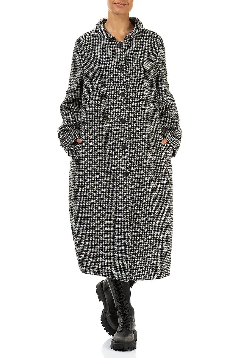 Balloon Collar Grey Weave Wool Coat 4
