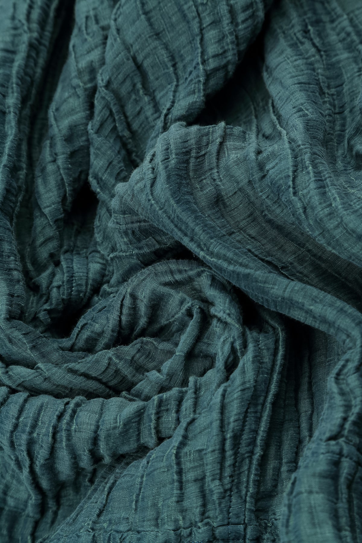 Balloon Crinkled Deep Turquoise Silk Linen Jacket