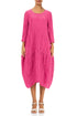 Balloon Crinkled Fuchsia Silk Linen Dress 1