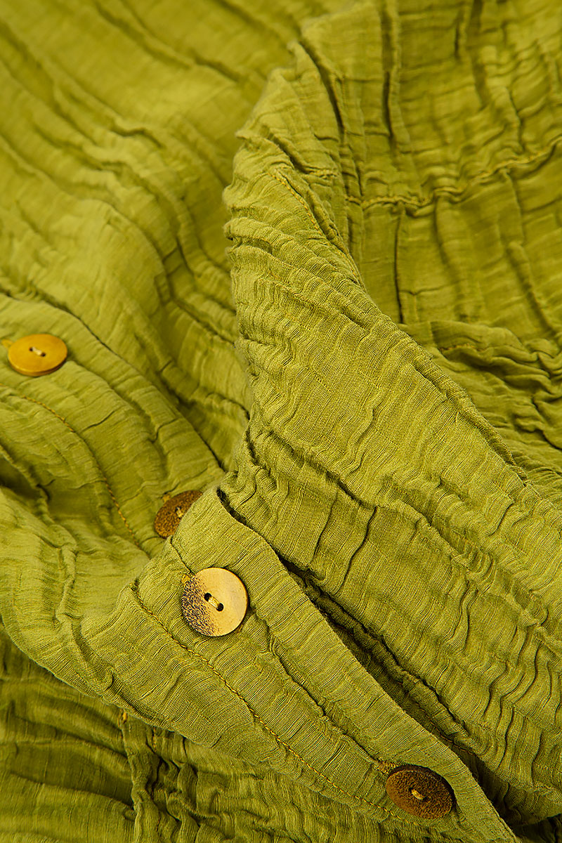 Balloon Crinkled Golden Lime Silk Linen Jacket