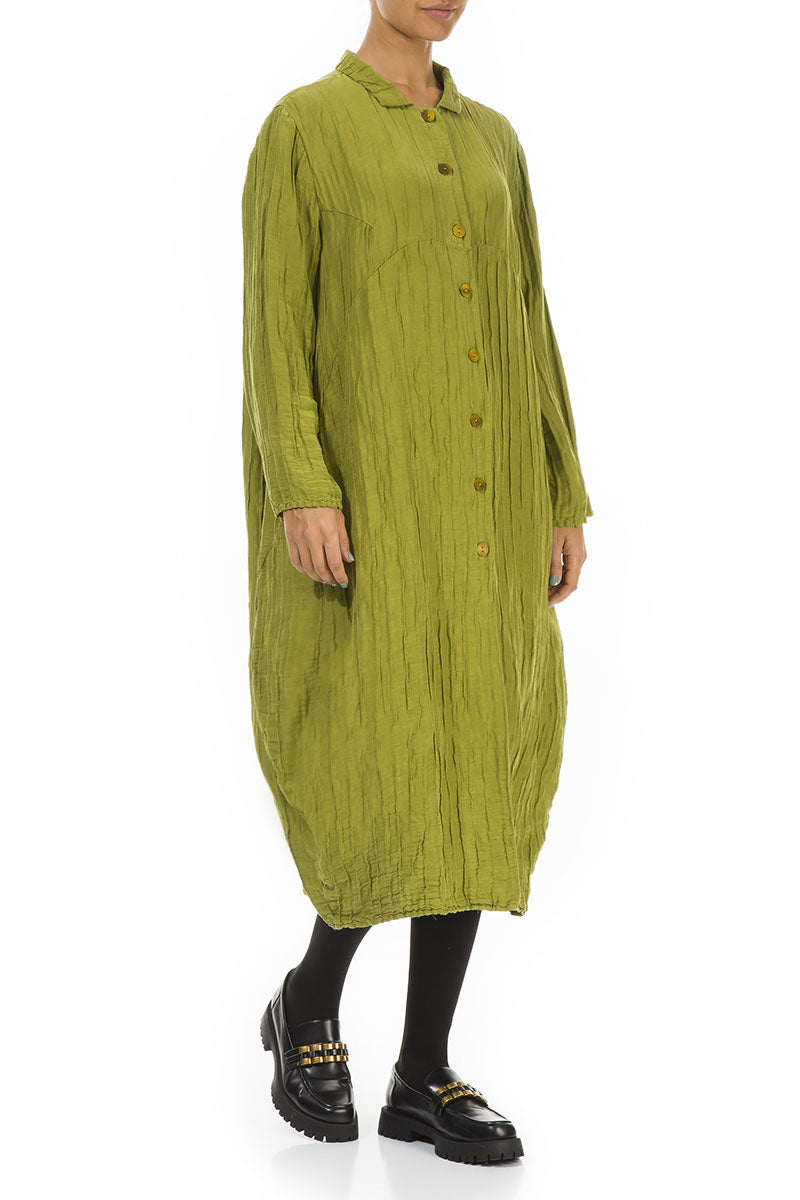 Balloon Crinkled Golden Lime Silk Linen Jacket 3