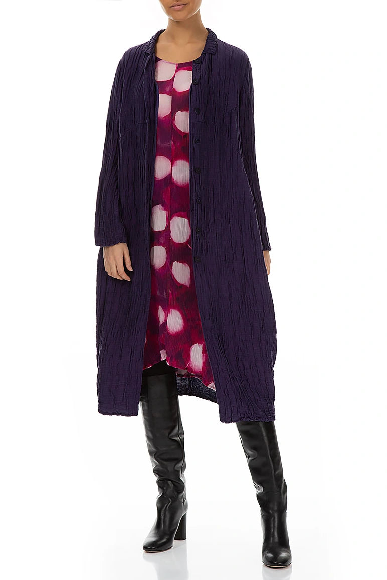 Balloon Crinkled Royal Purple Silk Linen Jacket 4