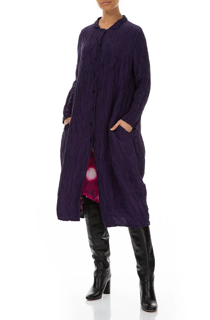 Balloon Crinkled Royal Purple Silk Linen Jacket 3