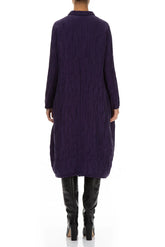Balloon Crinkled Royal Purple Silk Linen Jacket 2