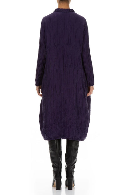 Balloon Crinkled Royal Purple Silk Linen Jacket 2