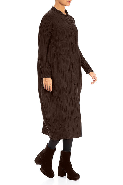 Balloon Crinkled Truffle Brown Silk Linen Jacket