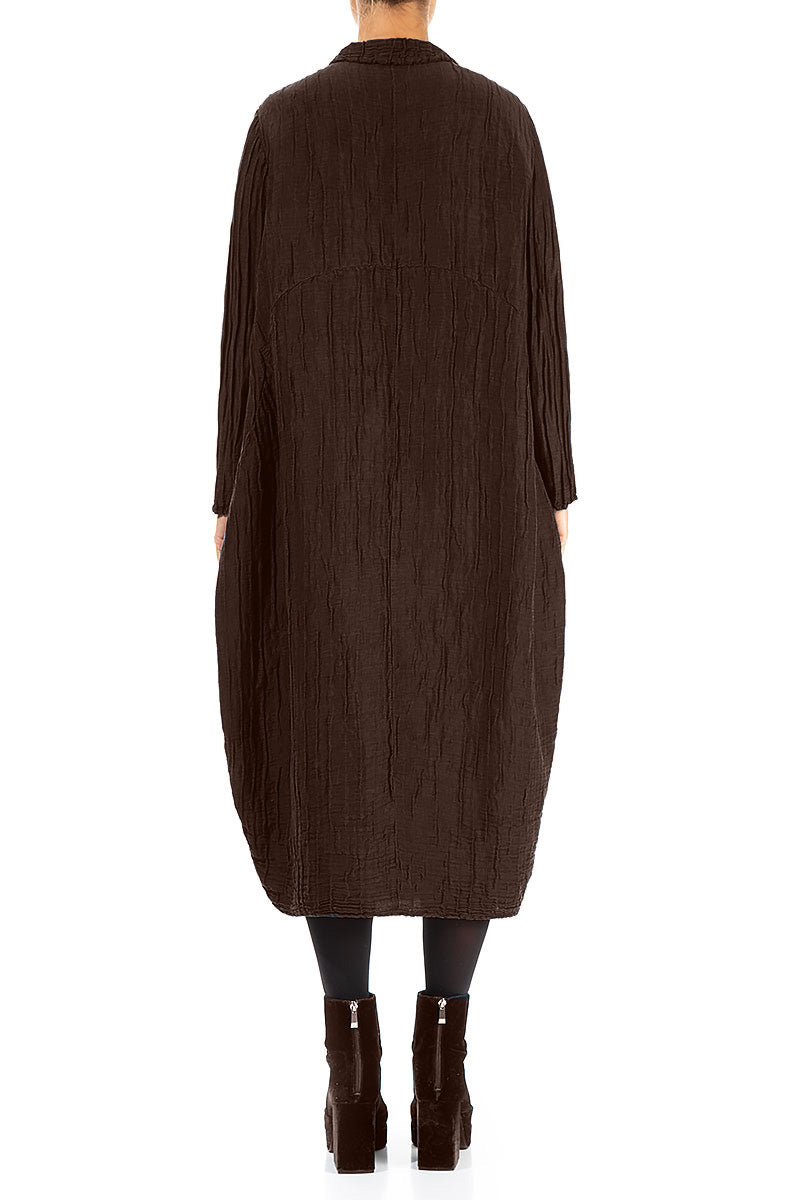 Balloon Crinkled Truffle Brown Silk Linen Jacket