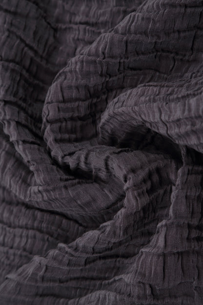 Balloon Crinkled Vintage Violet Silk Linen Dress 5