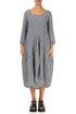Balloon Cropped Sleeves Heritage Check Linen Dress 1