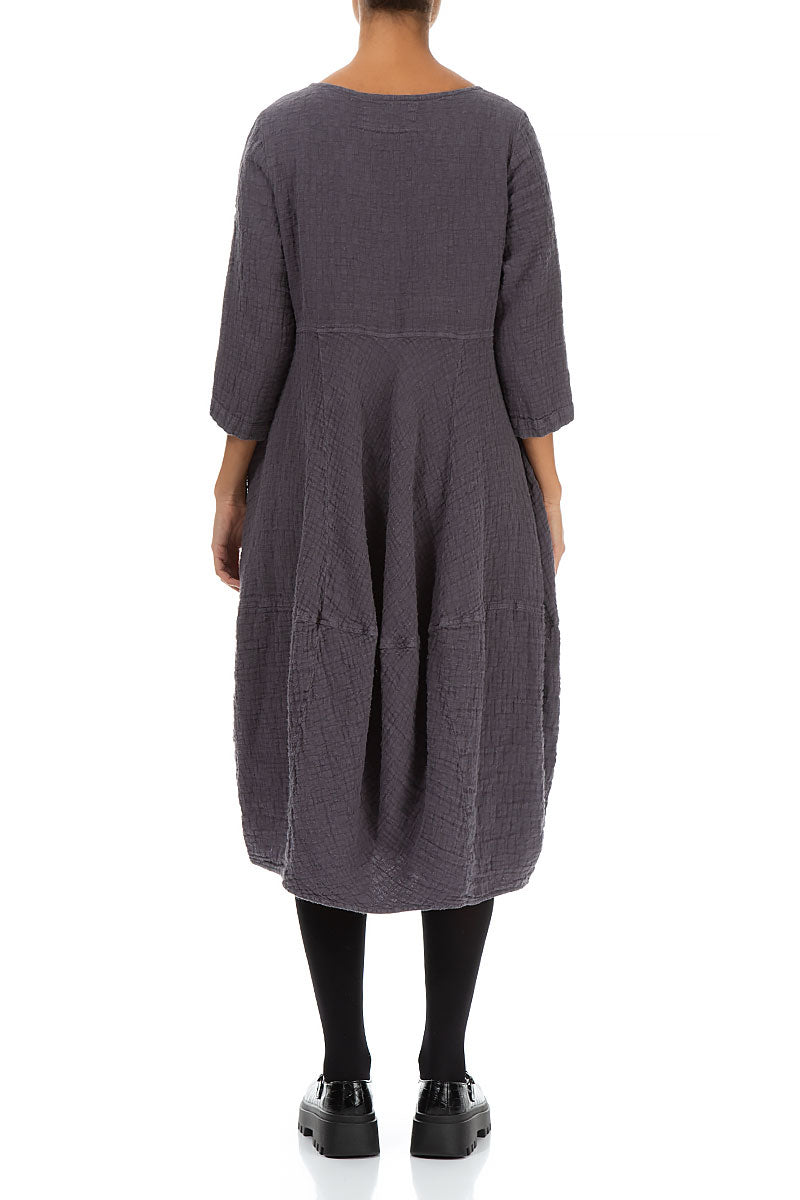 Balloon Cropped Sleeves Iron Textured Linen Dress 2