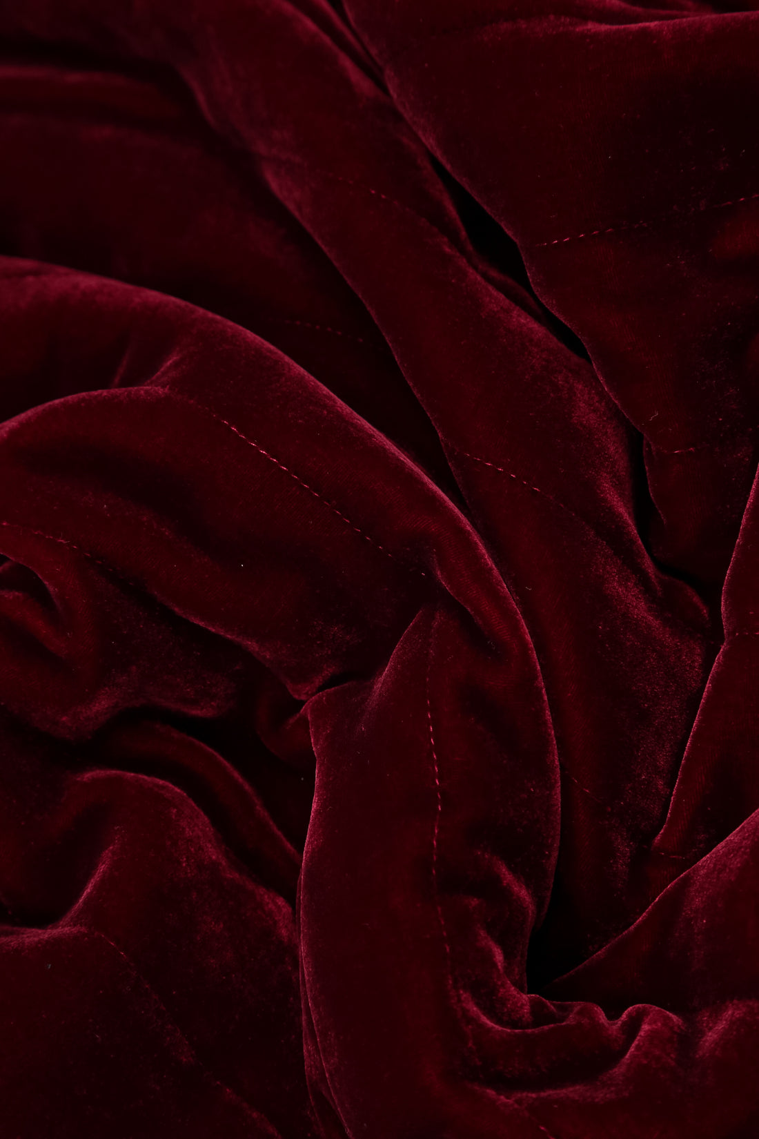 Balloon Cropped Sleeves Ruby Silk Velvet Dress 5