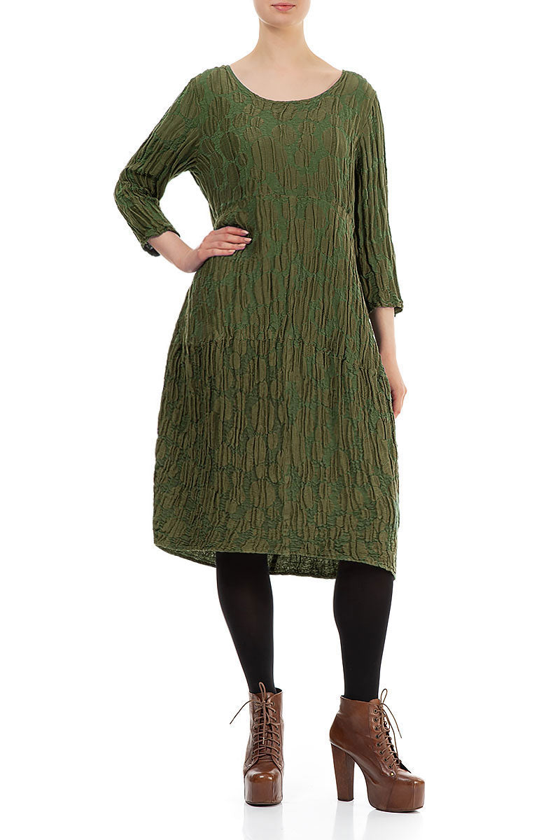 Balloon Dark Lime Circle Silk Linen Dress