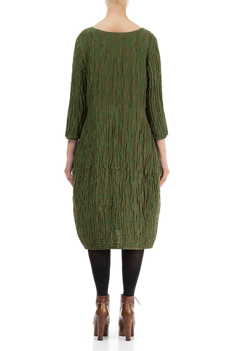 Balloon Dark Lime Circle Silk Linen Dress