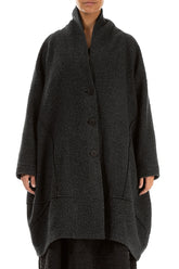 Balloon Warm Charcoal Plush Wool Cotton Coat 1
