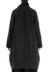 Balloon Warm Charcoal Plush Wool Cotton Coat 2