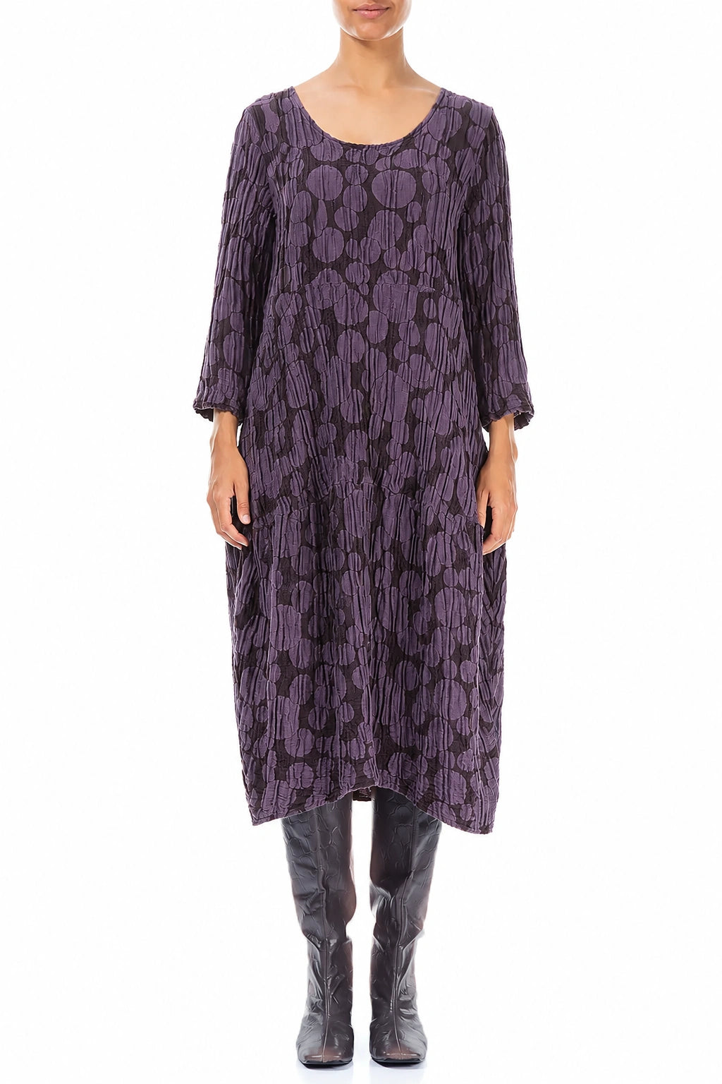 Balloon Deep Plum Circle Silk Linen Dress