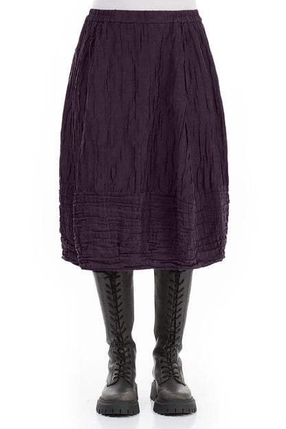 Balloon Deep Plum Crinkled Silk Linen Skirt