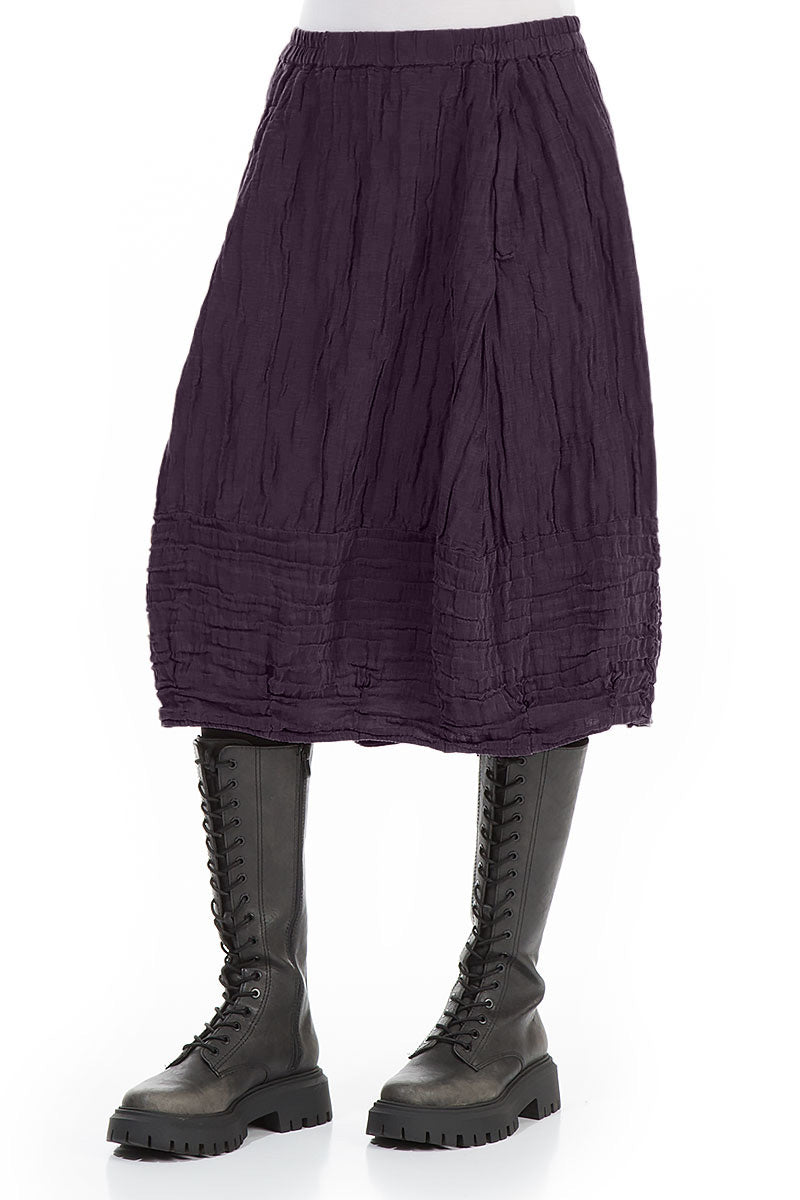 Balloon Deep Plum Crinkled Silk Linen Skirt