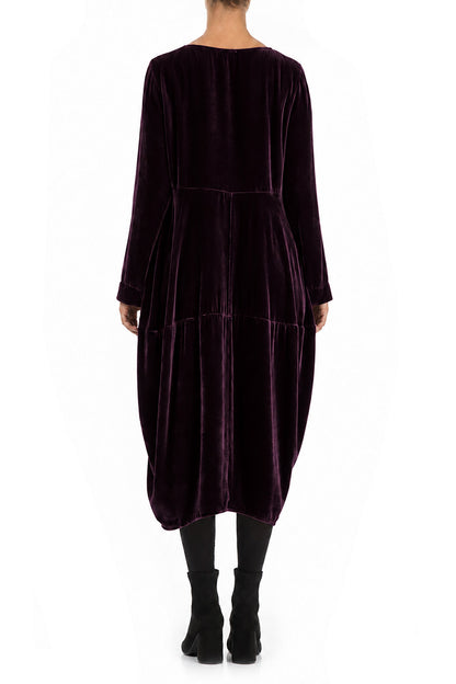 Balloon Deep Plum Silk Velvet Dress 2