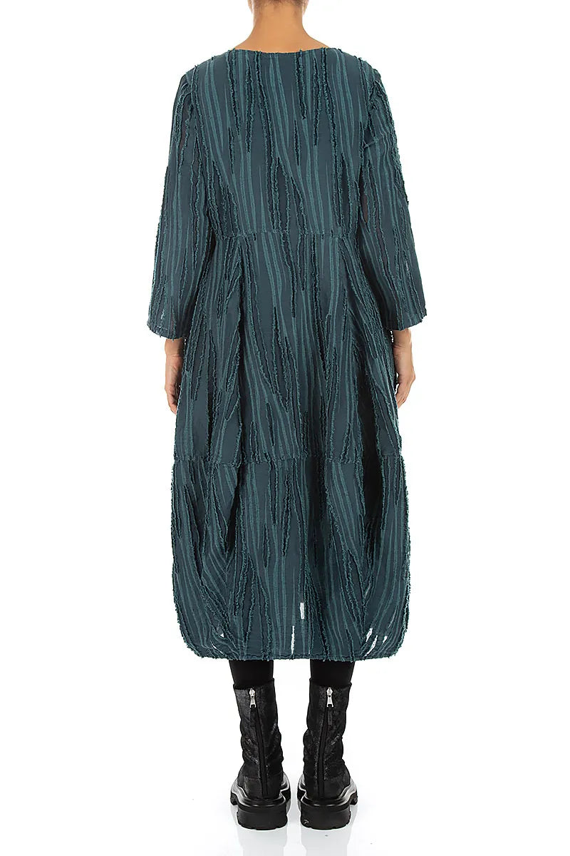 Robe ballon en tissu effiloché turquoise foncé