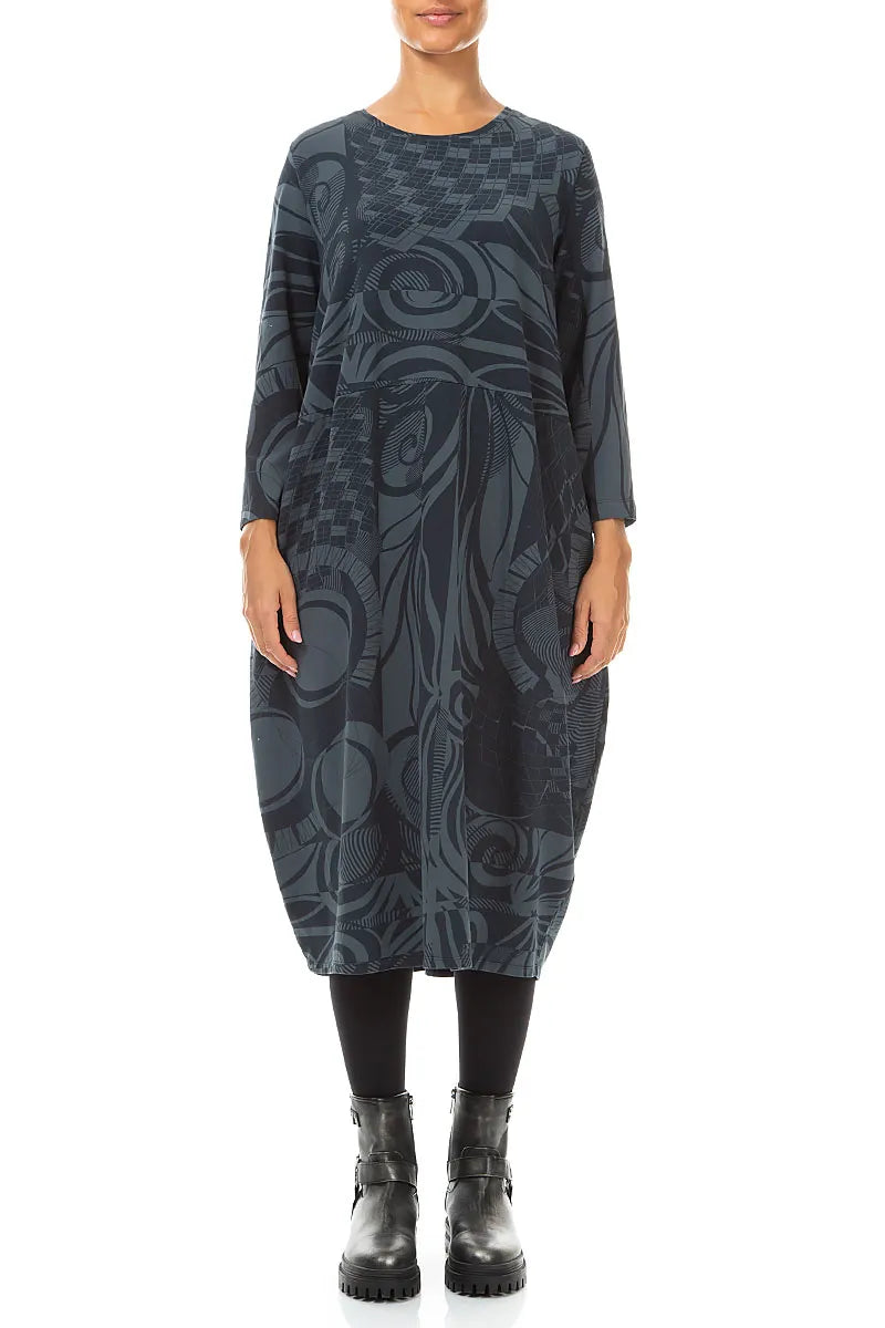 Balloon Deep Turquoise Orbit Cotton Dress