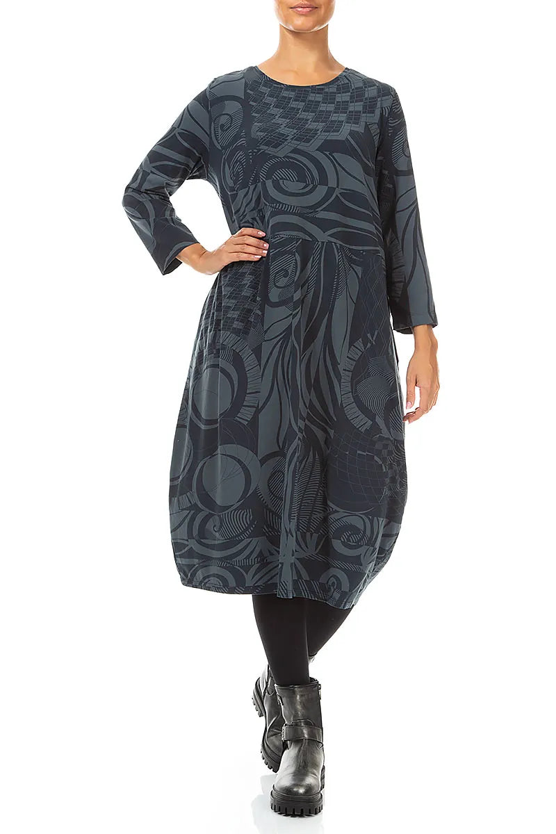 Balloon Deep Turquoise Orbit Cotton Dress 4
