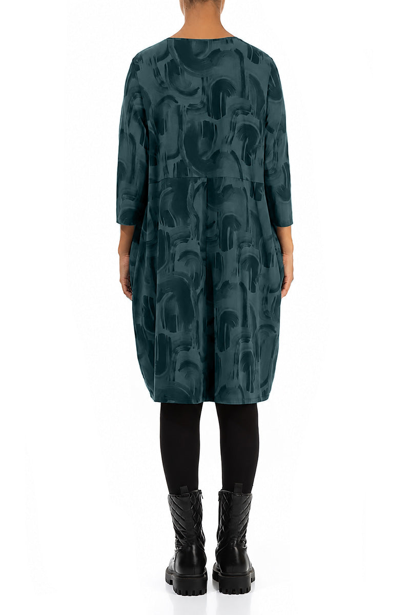 Balloon Deep Turquoise Paintwave Cotton Dress 2