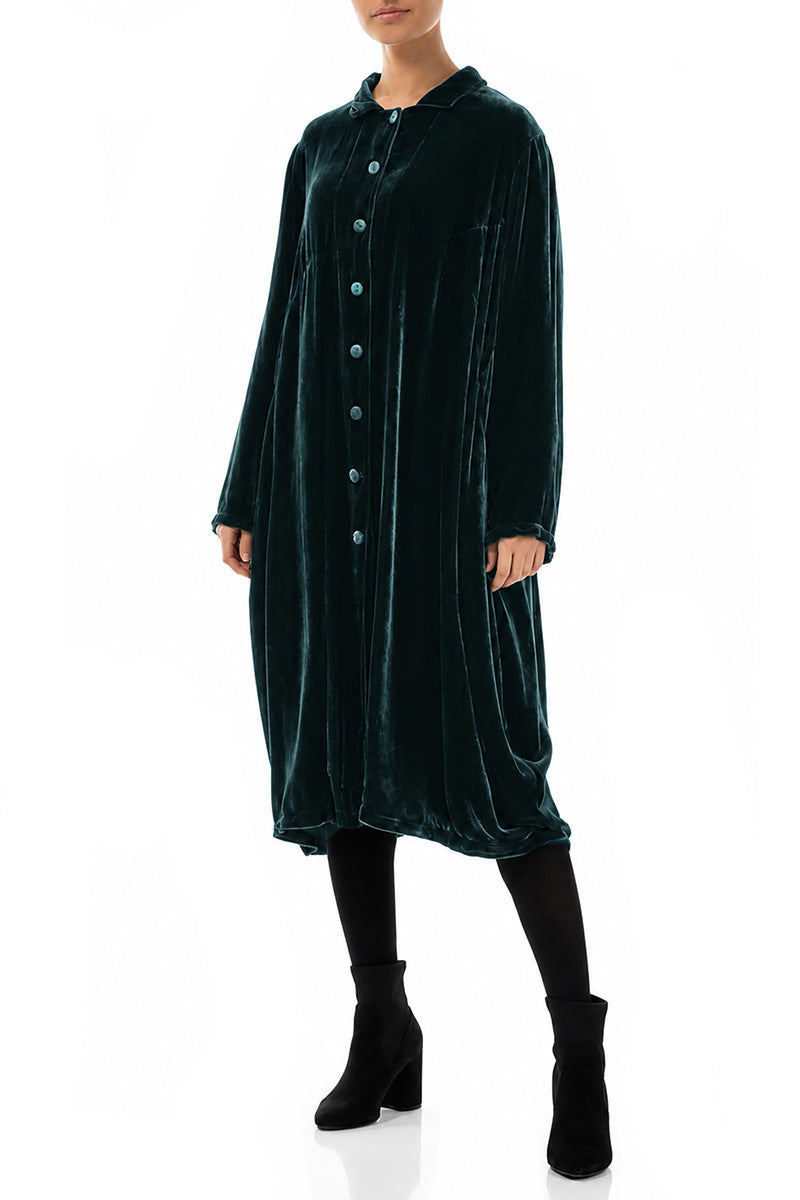 Balloon Deep Turquoise Silk Velvet Jacket