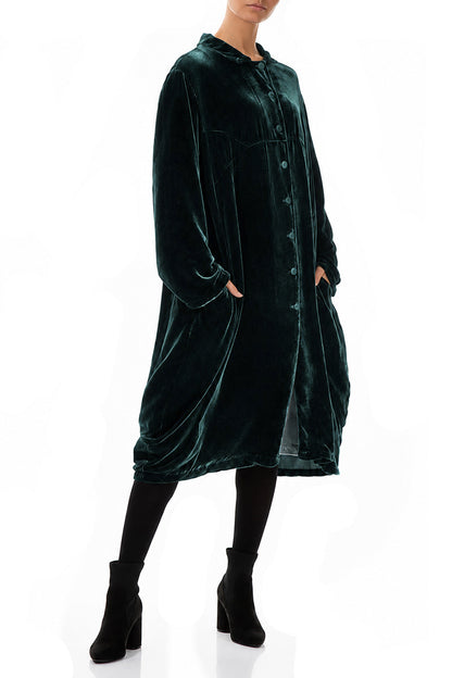 Balloon Deep Turquoise Silk Velvet Jacket