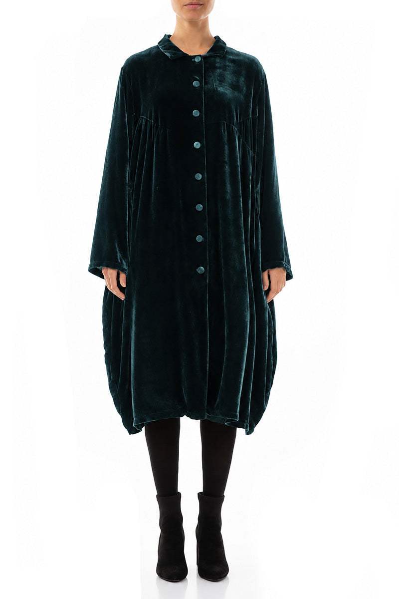 Balloon Deep Turquoise Silk Velvet Jacket