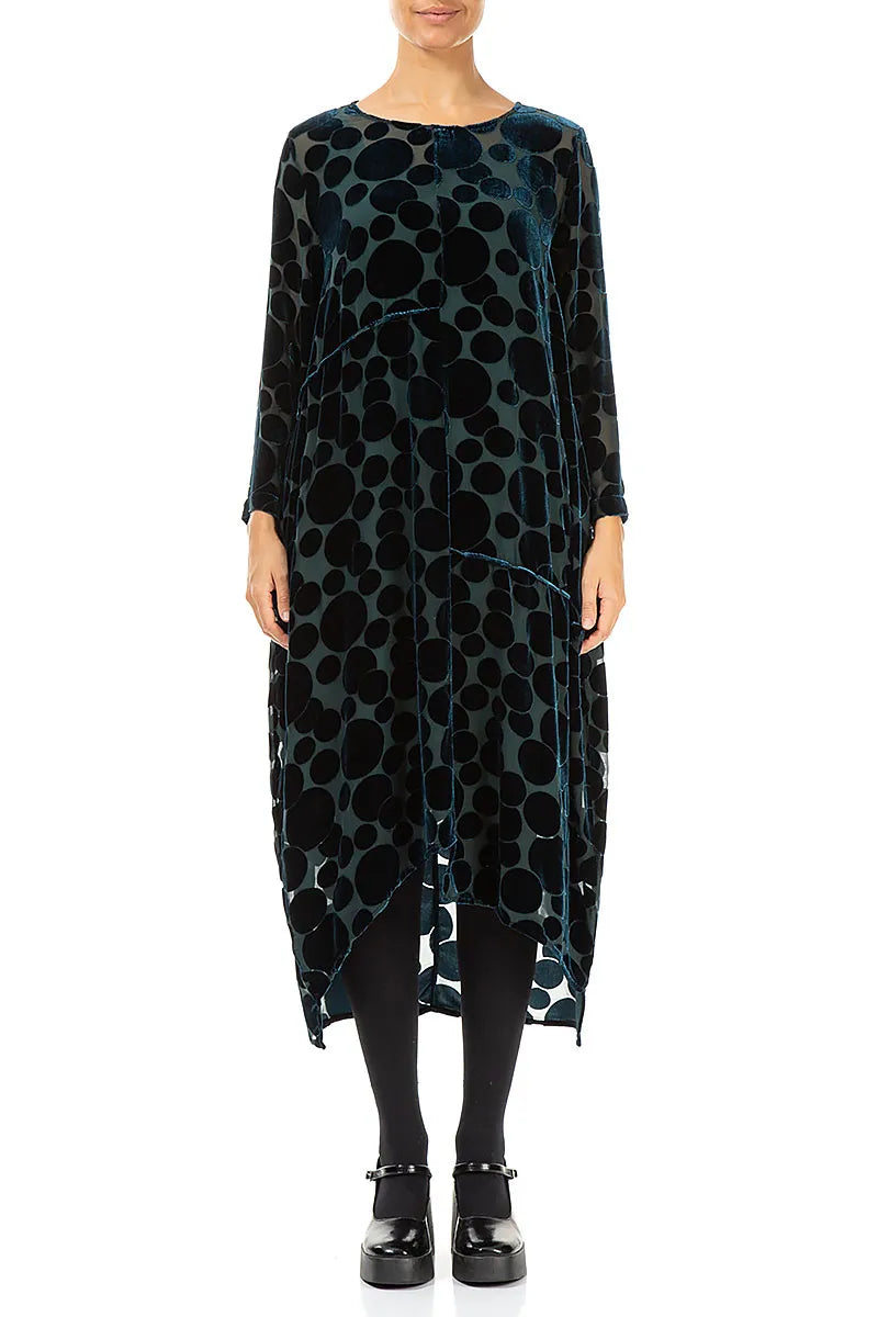 Balloon Devoré Bubbles Peacock Silk Velvet Dress