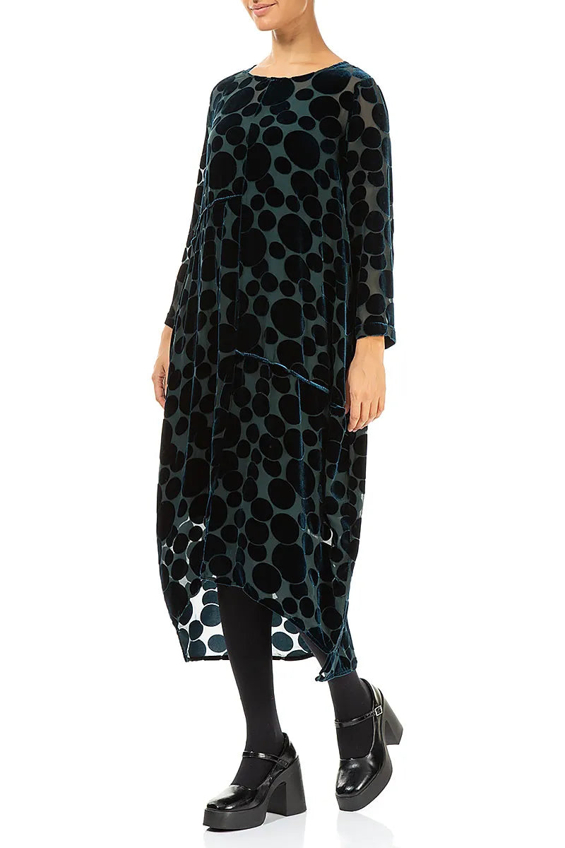 Kleid aus Devoré Bubbles Peacock Seide und Samt