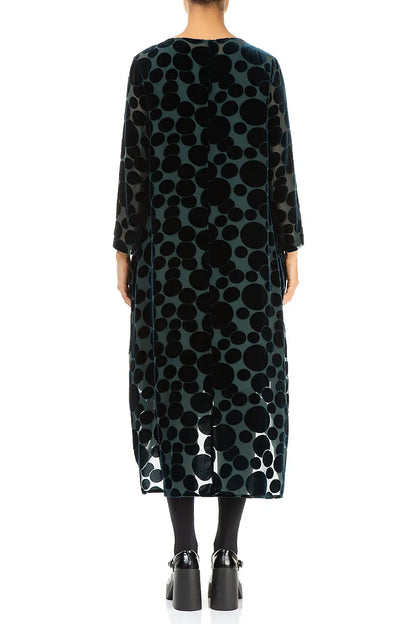 Kleid aus Devoré Bubbles Peacock Seide und Samt