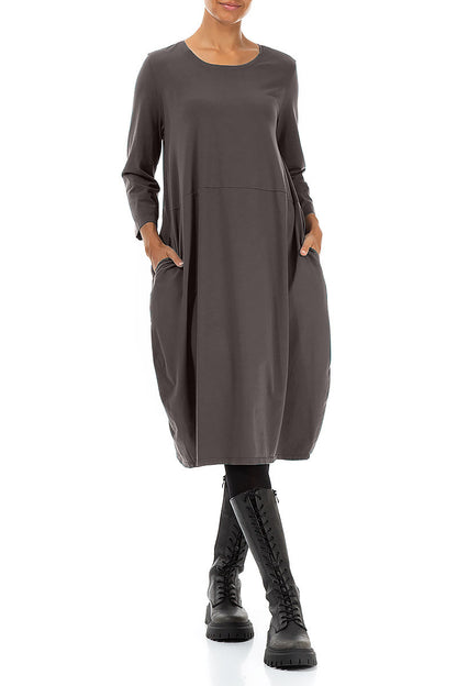 Balloon Forest Brown Cotton Dress 4