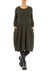 Balloon Forest Mist Textured Linen Dress 4