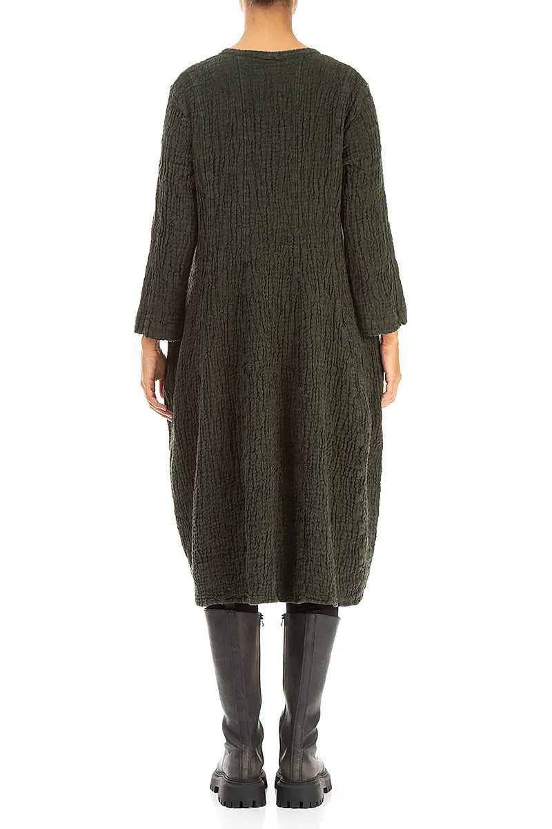 Balloon Forest Mist Textured Linen Dress 2