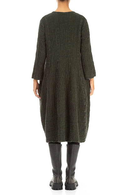 Balloon Forest Mist Textured Linen Dress 2