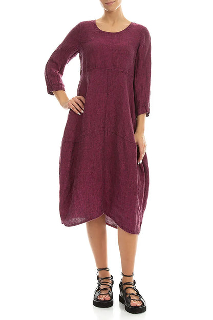 Leinenkleid in Ballonfuchsia-Melange