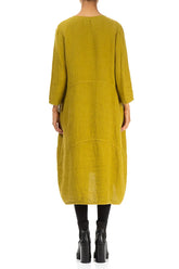 Balloon Golden Lime Textured Linen Dress 2