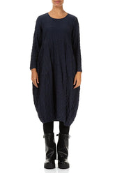 Balloon Graphite Blue Pleated Silk Bamboo Dress 2