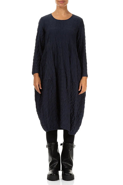 Balloon Graphite Blue Pleated Silk Bamboo Dress 2