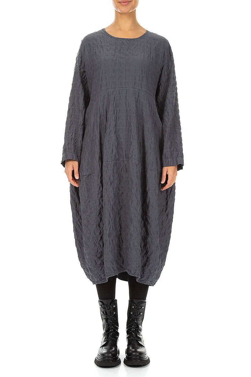 Robe en soie et bambou plissée graphite effet ballon