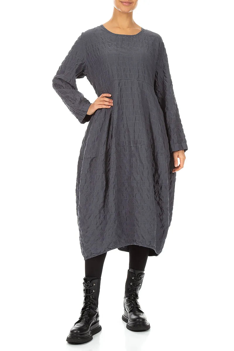 Balloon Graphite Pleated Silk Bamboo Dress 4