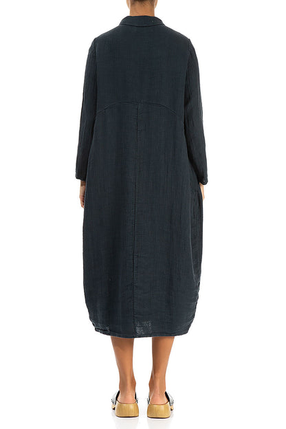Balloon Graphite Textured Linen Jacket Dress 2