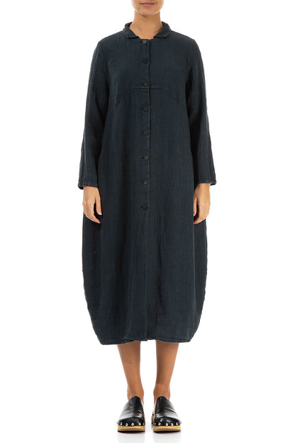 Balloon Graphite Textured Linen Jacket Dress 1