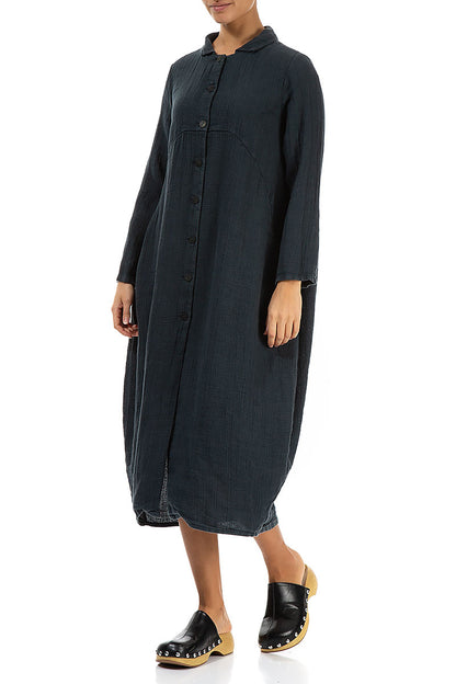 Balloon Graphite Textured Linen Jacket Dress 3