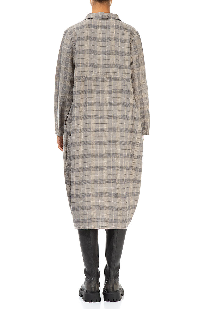 Balloon Greige Check Linen Jacket Dress