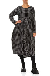 Balloon Grey Check Linen Dress 4