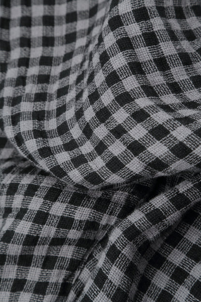 Balloon Grey Check Linen Dress