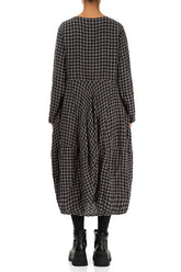 Balloon Grey Check Linen Dress 2